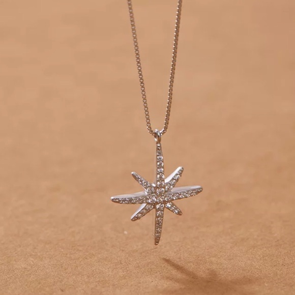 925 Sterling Silver Starburst Necklace - Picture 3 of 6